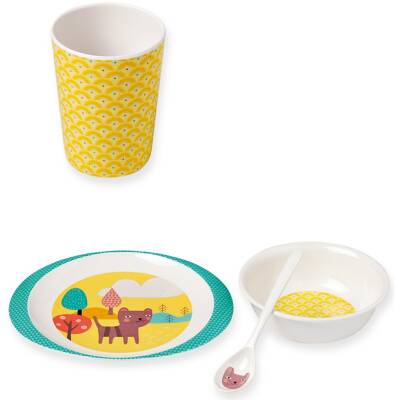 Kindergeschirr Set Melamin 4tlg Katze