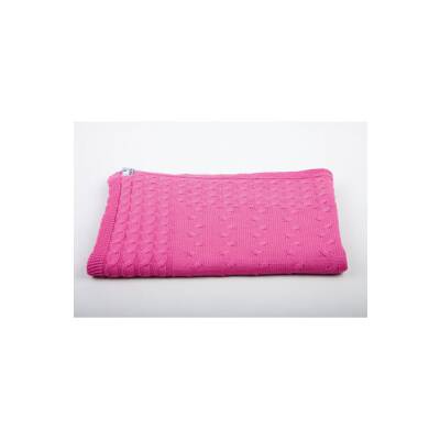 Babydecke gestrickt mit Zopfmuster pink