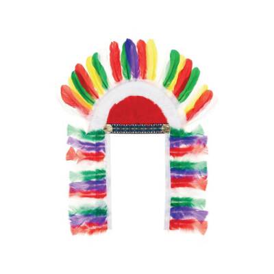 Indianer Federschmuck mehrfarbig lang