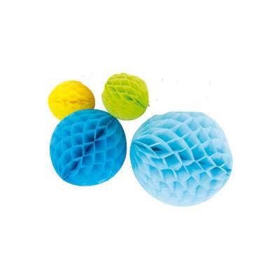 Wabenbälle Deko 4er Set blau Papier