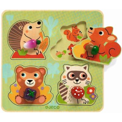 Djeco Holz Puzzle mit Greifknöpfen Croc-nut 12Monate