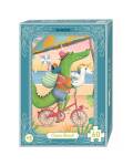 Djeco kleines Puzzle für 5 jährige mit Krokodil auf dem Fahrrad am Strand