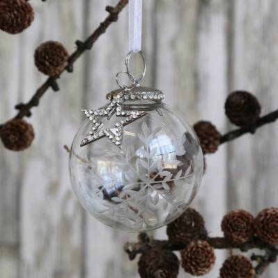 Chic Antique Anhänger Glas-Kugel mit Straßanhänger