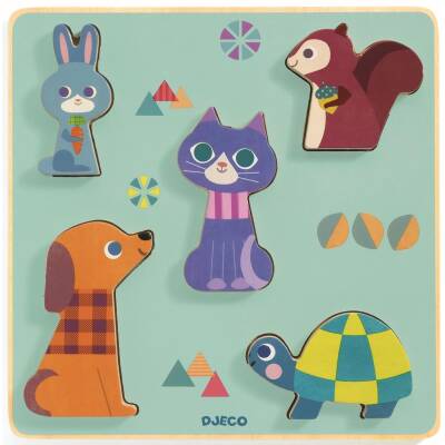 Djeco Holzpuzzle Relief Tiere Moustacha ab 1 Jahr