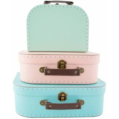 Sass & Belle Pappkoffer Pastell einfarbig rosa mittel 25x18x8cm