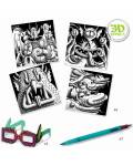 Djeco Kreativset Malin in 3D mit Pinsel-Filzstiften und 3D Brille Funny Freaks