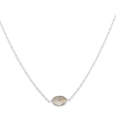 Muja Juma feine Halskette silber ovaler Edelstein Labradorite