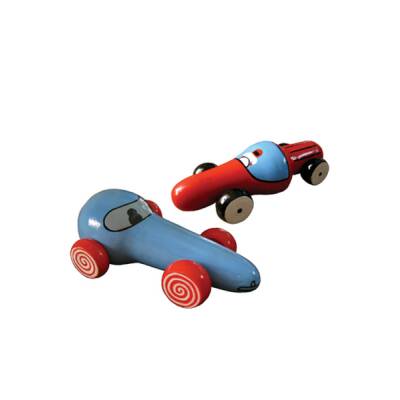 Holzauto Rennwagen rot / blau Salon Elfi