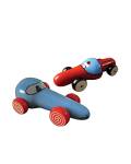 Holzauto Rennwagen rot / blau