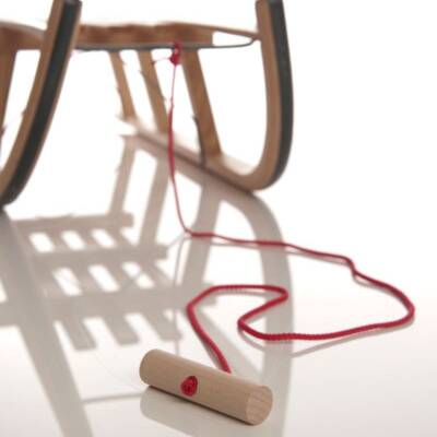 Sirch Ziehgurt/Ziehseil  für Schlitten Nylon rot mit Holzknauf
