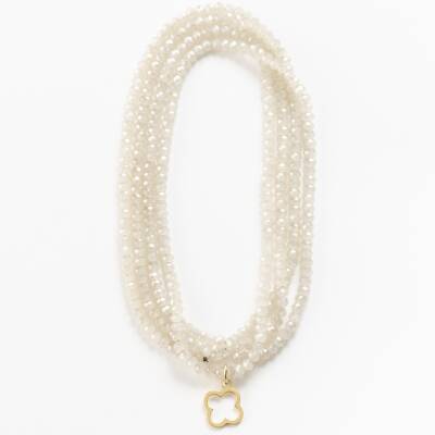 Lumisha Halskette Mini-Kristallkette ivory 92cm Blümchen versilbert