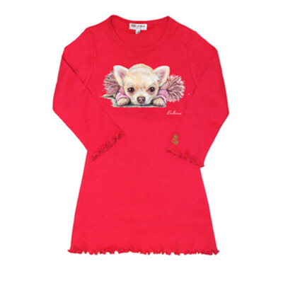 Pinkes Nachthemd Langarm Chihuahua 128/134