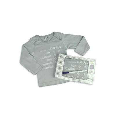 Eigenschaften-Shirt grau mit Stift Kjomizo blau