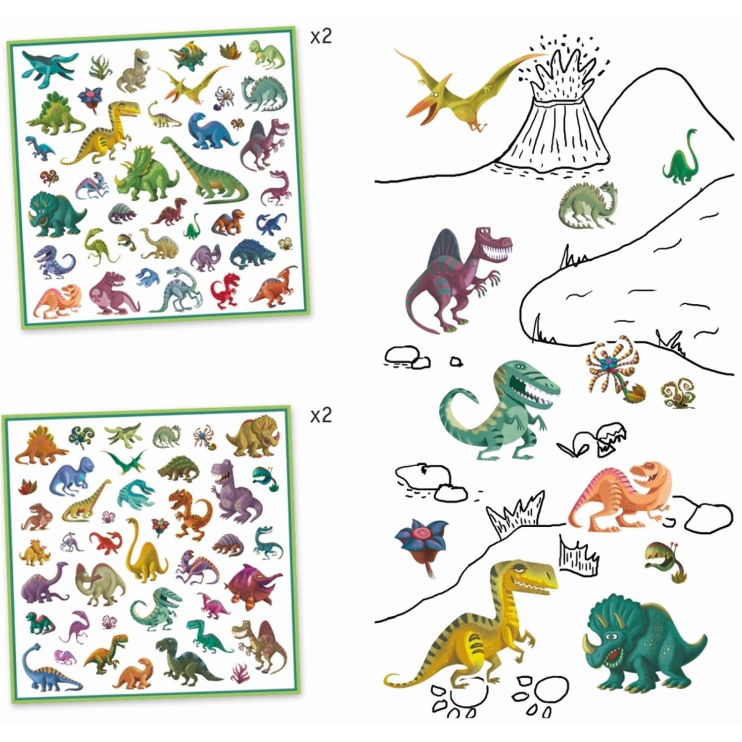 *DJECO*160*Deko*Sticker*Aufkleber*Dinosaurier*
