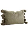 Madam Stoltz Kissenhülle mit Fransen oliv 40x60cm