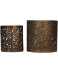 Chic Antique Metall-Windlicht in zwei Größen in Messing Optik mit Muster für stimmungsvolle Atmosphäre