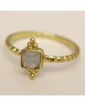 Muja Juma Ring gold Square Double Dots Mondstein