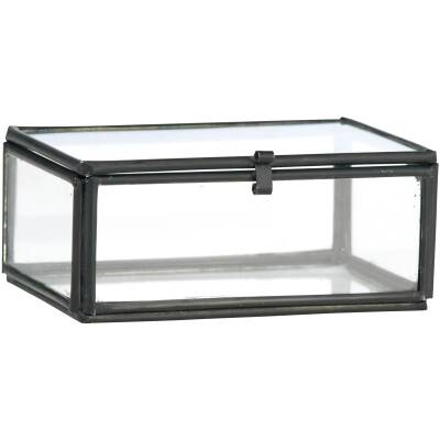 Madam Stoltz: Glasbox mit Deckel 8,5x6cm schwarz