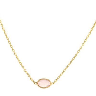 Muja Juma feine Halskette gold ovaler Edelstein 4 - rosa Chalzedon