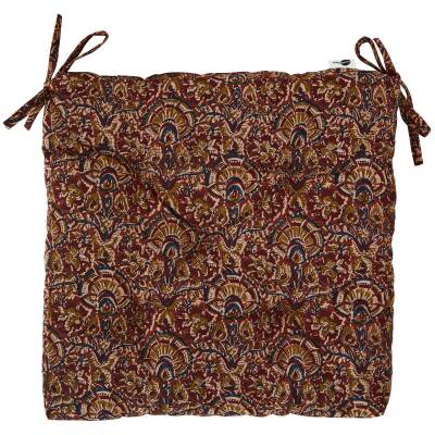 Madam Stoltz Stuhlkissen/Sitzpolster Chili-blau-oliv