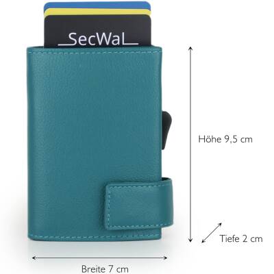 Secwal: Kartenetui mit Geldbörse+Münzfach türkis