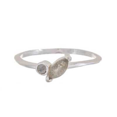 Muja Juma Ring silber Labradorit + Mondstein 58