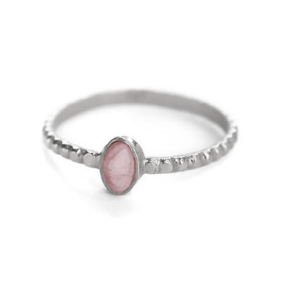 Muja Juma Ring silber Oval XS Rhodonite Größe 52