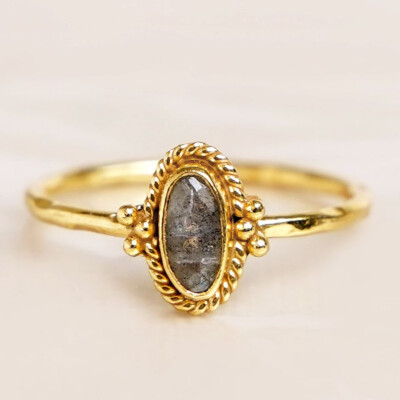 Muja Juma Ring gold oval braided plain Dots 56