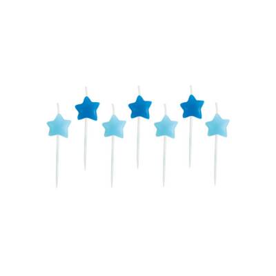 Party Kerzen Stern blau 7St.
