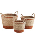 Madam Stoltz: Korb Seegras natur-orange geflochten M Ø 28 cm x 33 cm hoch