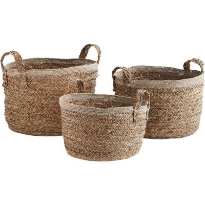 Madam Stoltz: Korb Seegras natur geflochten S Ø 34 cm x 21 cm hoch