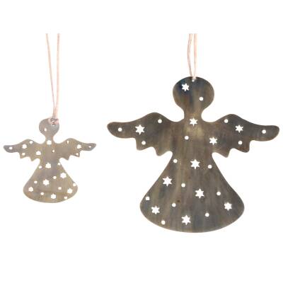 Chic Antique Weihnachtsanhänger Engel aus Metall im zweier Set