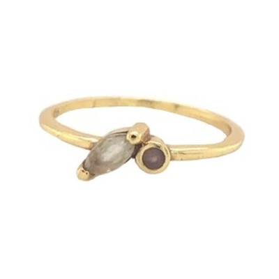 Muja Juma Ring gold Peach+Prehnit Gr.52