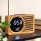 Karlsson: Radiowecker Retro Bambus mit Temperatur