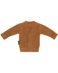 Baby Strickjacke aus weicher Bio Baumwolle in caramel glatt gestrickt