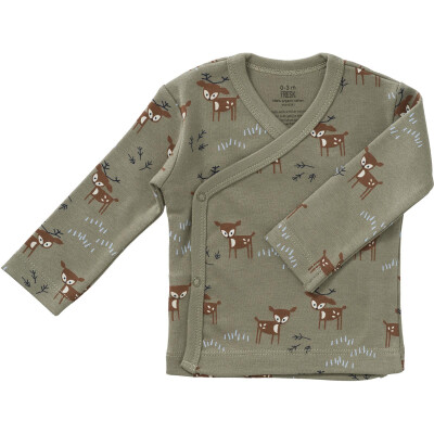 Fresk: Baby Wickelshirt Oliv Deer Bio Baumwolle 3-6 Monate - 62/68