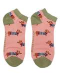 Miss Sparrow: Bambus Sneaker Socken Dackel rosa