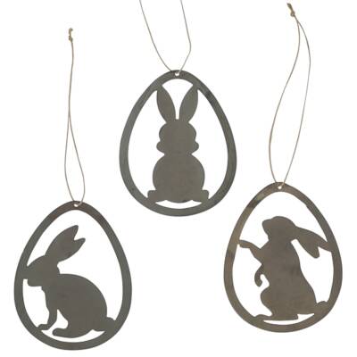 Krasilnikoff: Anhänger Hase Zink 8cm Hase von hinten