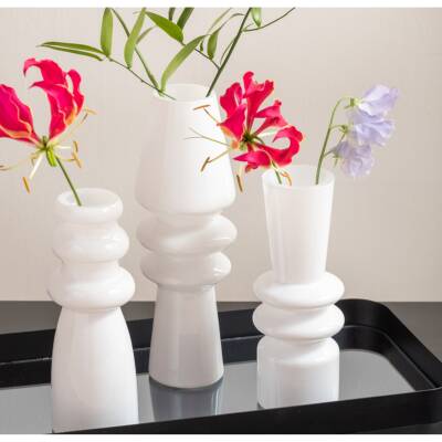 Present Time Vase Glas weiß 20,5cm hoch Sparkle Bottle
