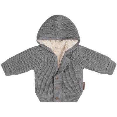 Babys Only: Baby Strickjacke Kapuze+Teddyfutter grau 68