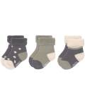 Lässig: Babysocken Newborn grau/oliv 3erPack