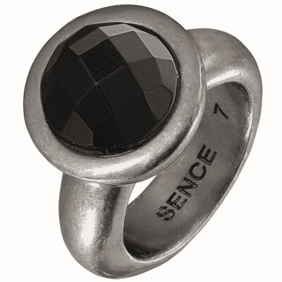 Sence: Ring mit schwarzem Achat- schwarz rhondiniert Nr.7