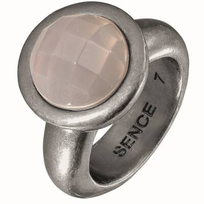 Sence: Ring mit grauem Achat- schwarz rhondiniert Nr.7