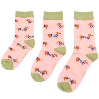 Miss Sparrow: Kinder Socken Bambus Dackel rosa 7-9 Jahre