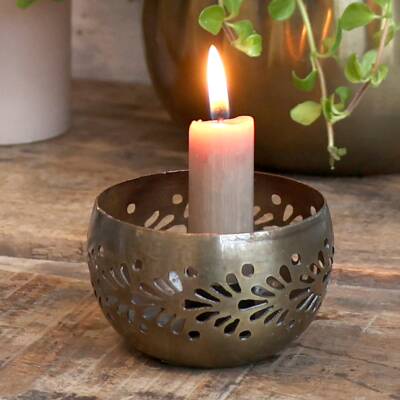 Chic Antique: Kerzenhalter mit Muster h5cm messing