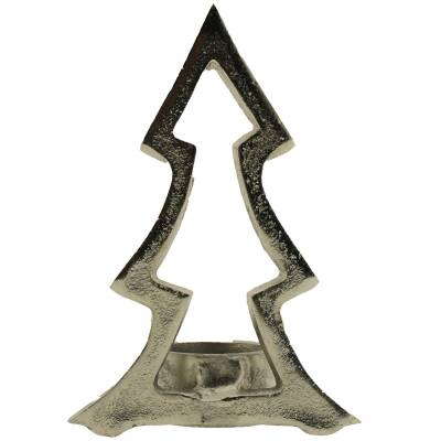 Home Society: Kerzenhalter Tannenbaum silber-Kerze XL