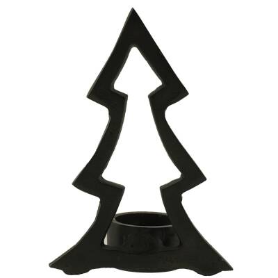 Home Society: Kerzenhalter Tannenbaum schwarz-Kerze XL