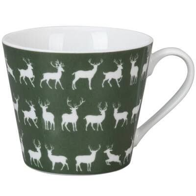 Krasilnikoff: Tasse Happy Cup Hirsche oliv grün