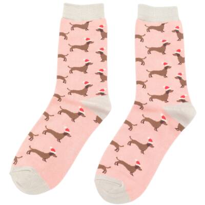 Miss Sparrow: Bambus Socken Damen Dackel-Santa rosa