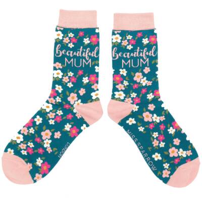 Miss Sparrow Bambus Socken Damen Beautiful Mum petrol